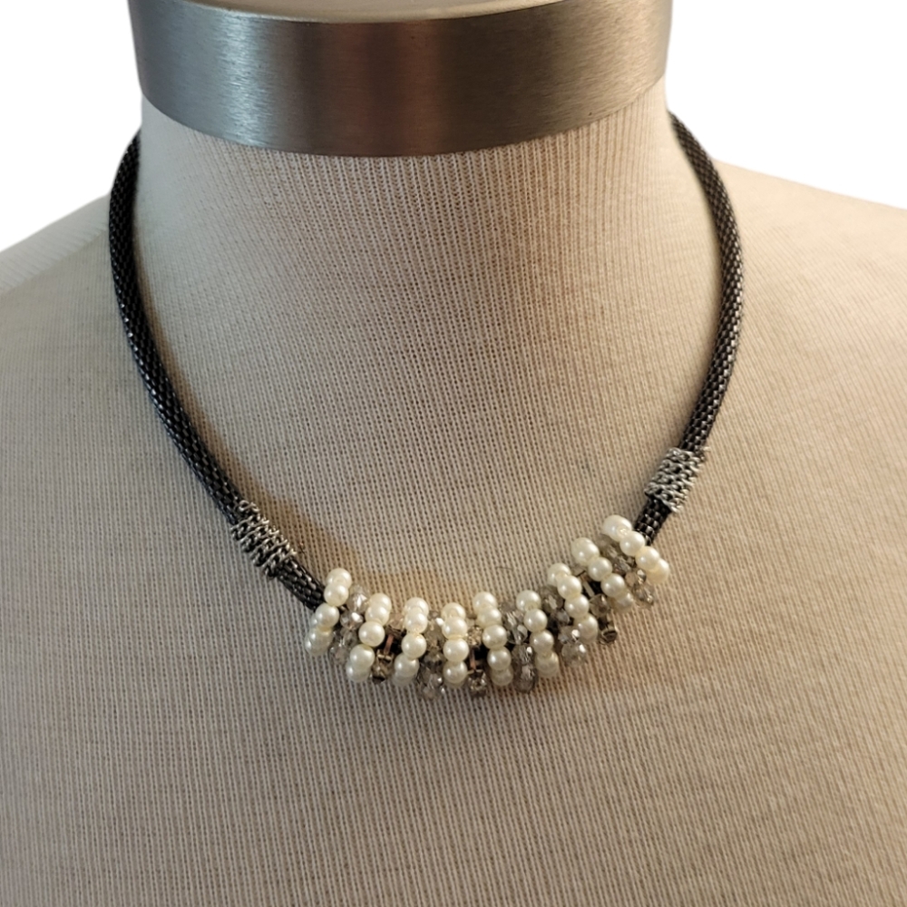 Vera Wang Faux Pearl Crystal Necklace